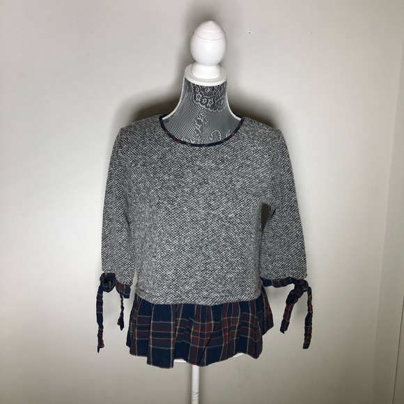 THML Sweaters - Stitch Fix THML Layered Tweed & Plaid Sweater